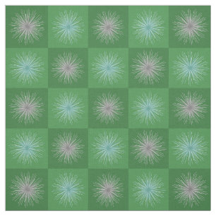 Retro Midcentury Christmas Starbursts Green Fabric
