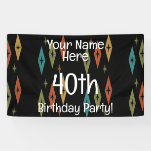 Retro Midcentury Custom Birthday Banner
