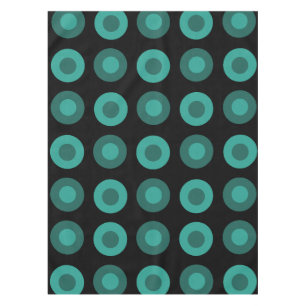 Retro MidCentury Dots Black Teal Tablecloth