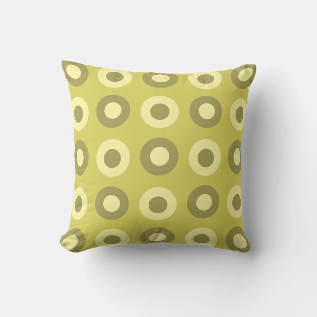 Retro MidCentury Dots Chartreuse Throw Pillow (Front)