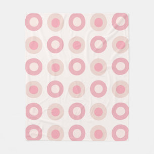 Retro MidCentury Dots Pink Vanilla Fleece Blanket