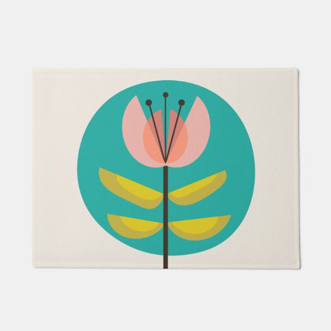 Retro Midcentury Flower Doormat (Front)