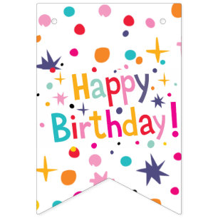 Retro Midcentury Modern Birthday Bunting Flags