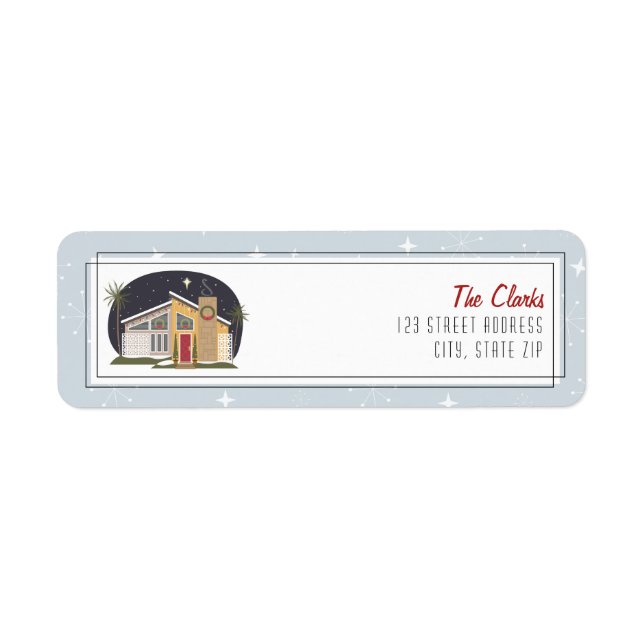Retro Midcentury Modern Christmas House Label (Front)