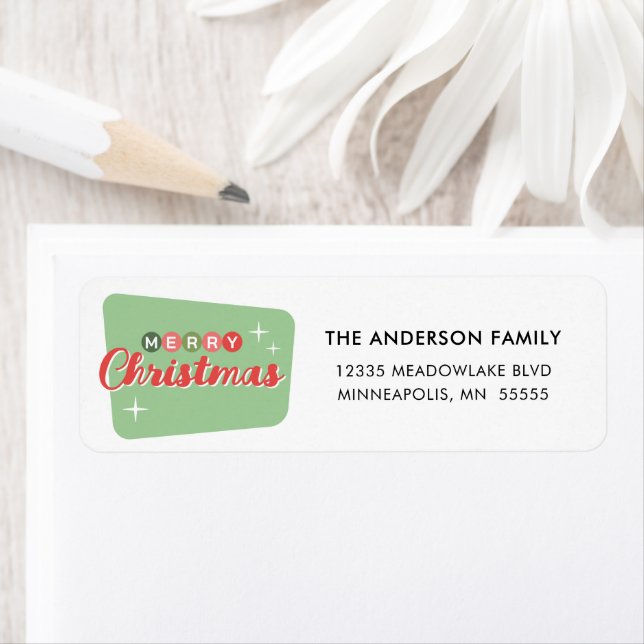 Retro Midcentury Modern Christmas Return Address (Insitu)