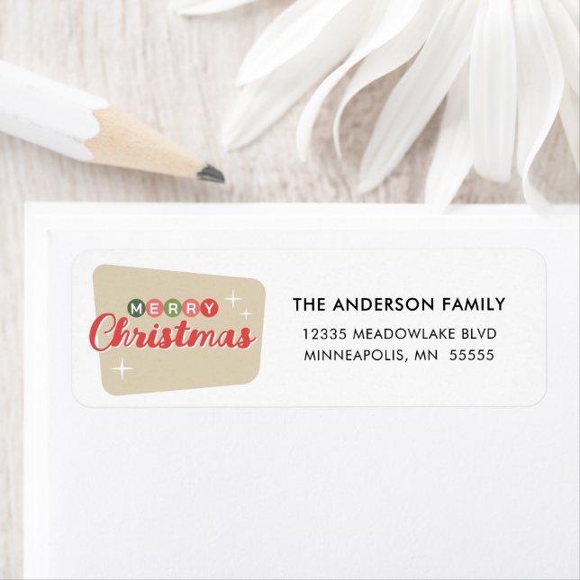 Retro Midcentury Modern Christmas Return Address (Insitu)