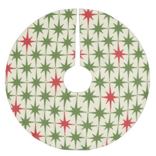 Retro Midcentury Modern Christmas Starbursts Brushed Polyester Tree Skirt