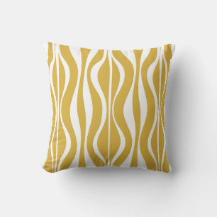 Retro Midcentury Modern Hourglass Abstract Mustard Throw Pillow
