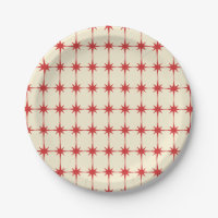 Retro Midcentury Modern Starbursts Red Cream