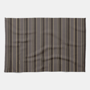 Retro Midcentury Stripes Dark Academia Kitchen Towel