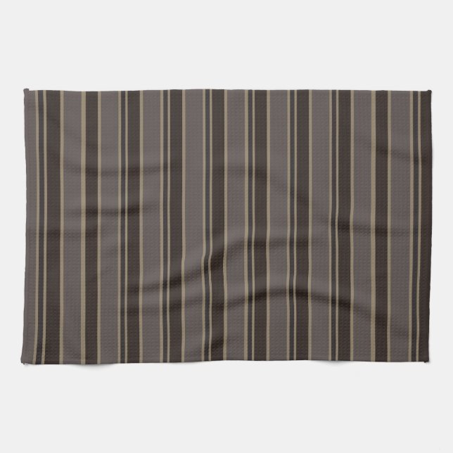 Retro Midcentury Stripes Dark Academia Kitchen Towel (Horizontal)