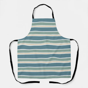 Retro Midcentury Stripes Ocean Green Apron