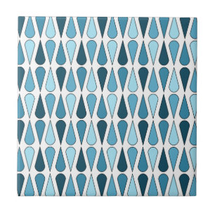 Retro Midcentury Teardrops Baby Blue Tile