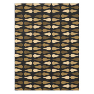 Retro Midcentury Teardrops Black Brown Tablecloth