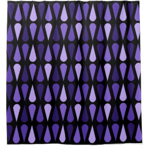 Retro Midcentury Teardrops Black Indigo