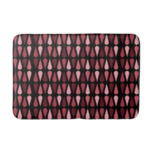 Retro Midcentury Teardrops Black Red Bath Mat