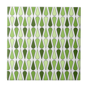 Retro Midcentury Teardrops Chartreuse Tile