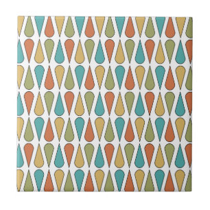 Retro Midcentury Teardrops Colourful Tile