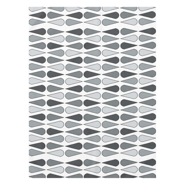 Retro Midcentury Teardrops Gray Tablecloth (Front)