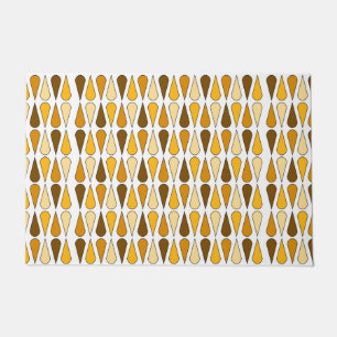 Retro Midcentury Teardrops Ochre Doormat