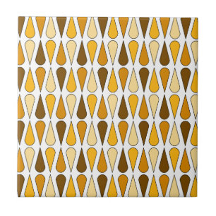 Retro Midcentury Teardrops Ochre Tile