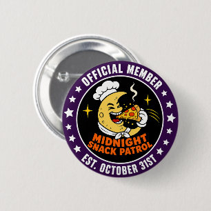 Retro Midnight Snack Patrol Halloween Badge 2 Inch Round Button
