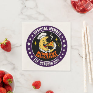 Retro Midnight Snack Patrol Halloween Badge Napkin