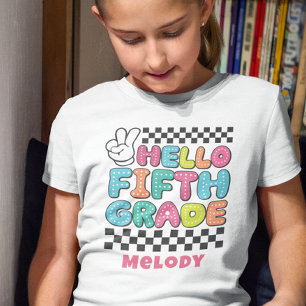 Rétro mignon retour à l'école T-shirt de cinquième