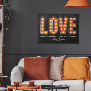 Retro Milestone 30th Anniversary Personalized Love Poster