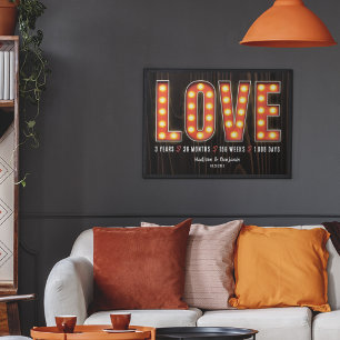 Retro Milestone 3rd Anniversary Personalized Love Poster