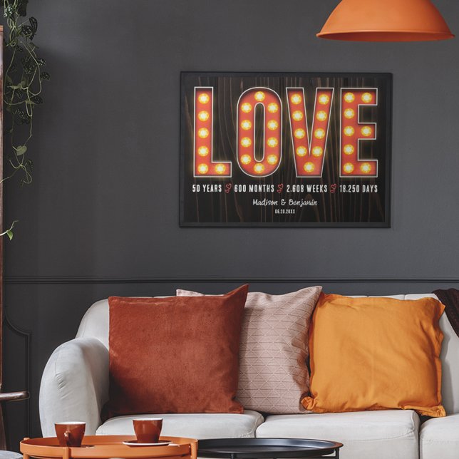 Retro Milestone 50th Anniversary Personalized Love Poster (Creator Uploaded)