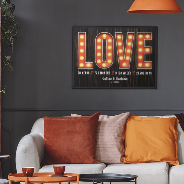 Retro Milestone 60th Anniversary Personalized Love Poster (Creator Uploaded)