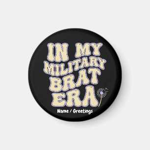 Retro Military Brat Era Groovy Dandelion Purple Up Magnet