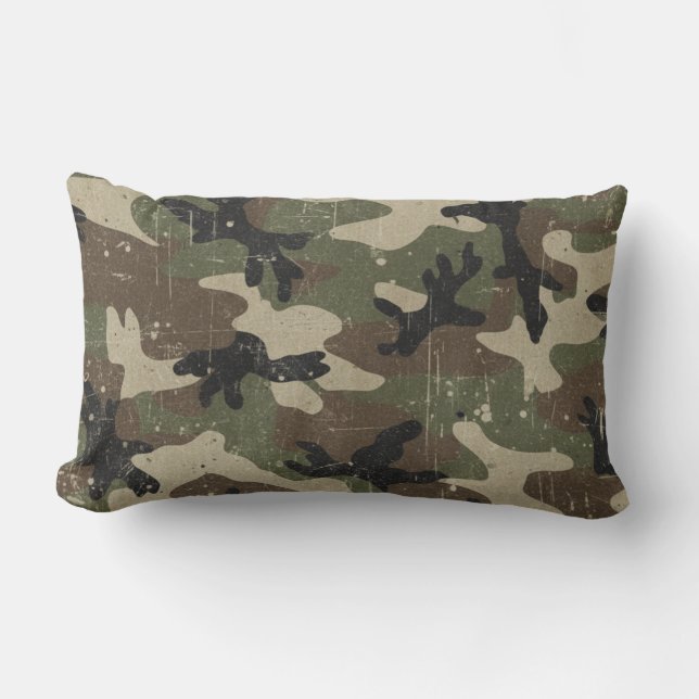 Retro Military Camouflage Pattern Lumbar Pillow (Front)