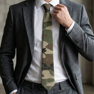Retro Military Camouflage Pattern Tie