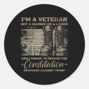 Retro Military Veterans Against Trump Protest Classic Round Sticker