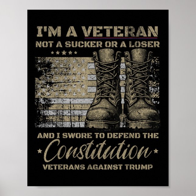 Retro Military Veterans Against Trump Protest Poster (Front)