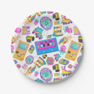 Retro Millennial Themed Party Mix Tape - Add Name Paper Plate