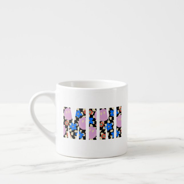 Retro “Mini” Chequered Flower Kid Mug (Left)