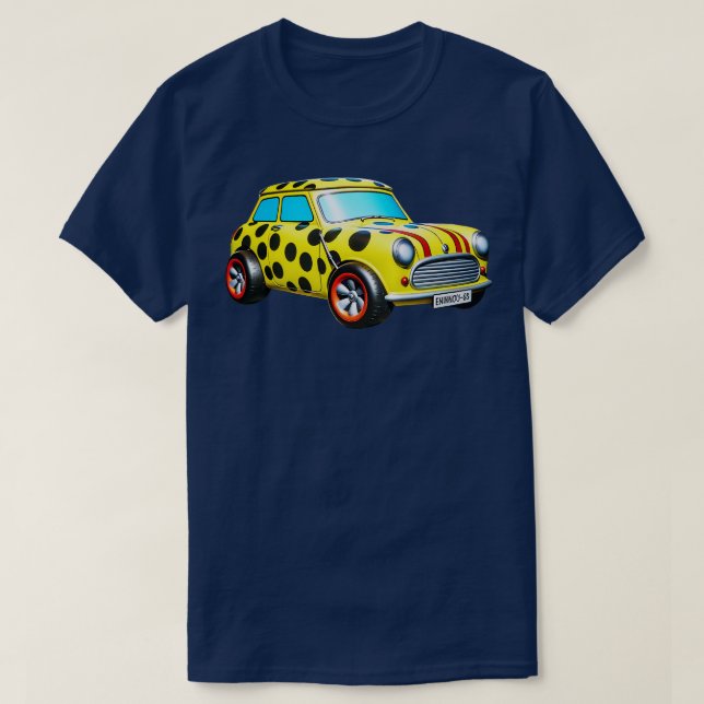 Retro Mini Cooper Whimsical PolkaDotted Vehicle Il T-Shirt (Design Front)