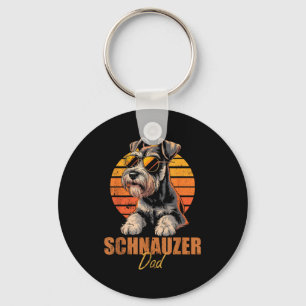 Retro Miniature Schnauzer Dad Funny Vintage Dog Lo Keychain