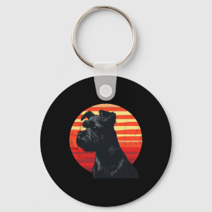 Retro Miniature Schnauzer Dog Lovers Christmas Bir Keychain