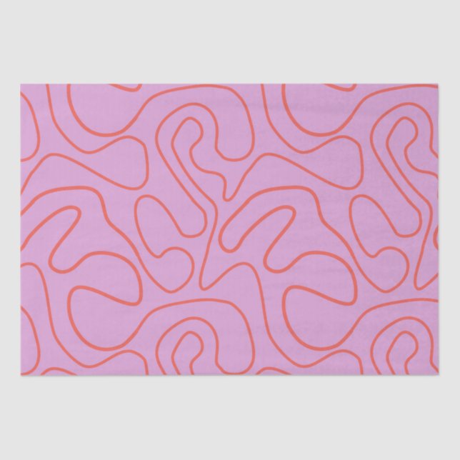 Retro Minimal Abstract Lines in Orange and Pink  Tissue Paper (Front)