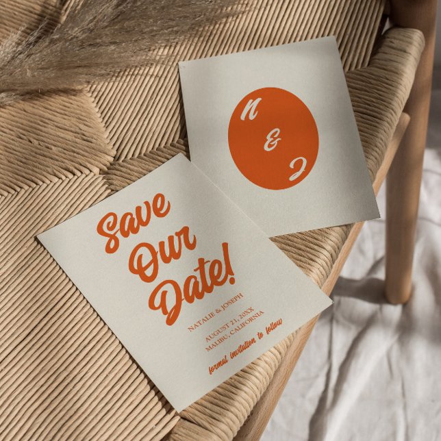 Retro Minimal Bright Funky Bold Modern Wedding Save The Date (Creator Uploaded)