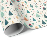 Retro Minimal Christmas tree Pattern Wrapping Paper<br><div class="desc">A lovely retro Christmas tree themed wrapping paper . A gorgeous minimal patterned gift wrap of Christmas trees and snowflakes in shades of blue,  red and orange. Makes a lovely way to wrap a Christmas Holiday gift that will look great under any Christmas tree.</div>