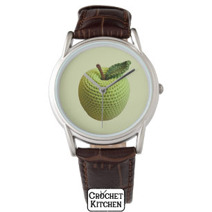 Retro Minimal Handmade Craft Green Crochet Apple Watch