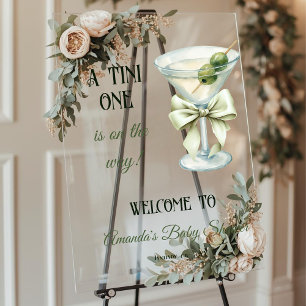 Retro Minimalist A Tini One Martini Baby Shower Acrylic Sign