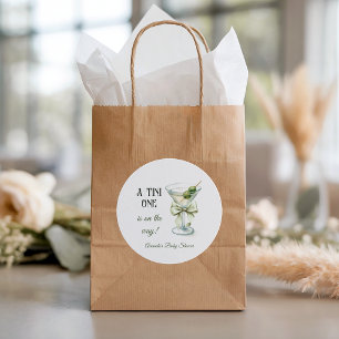 Retro Minimalist A Tini One Martini Baby Shower Classic Round Sticker