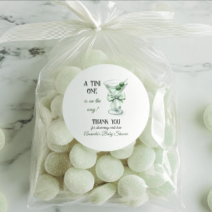 Retro Minimalist A Tini One Martini Baby Shower Classic Round Sticker