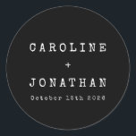 Retro Minimalist Black Typewriter Custom Wedding Classic Round Sticker<br><div class="desc">Retro Minimalist Typewriter Font Custom Wedding Classic Round Sticker in Black</div>